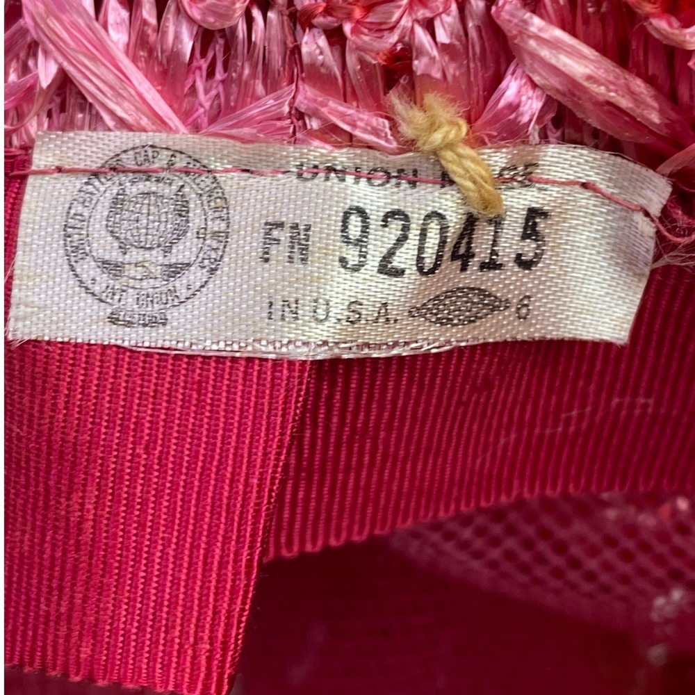 Vtg Best Fashions Hat Womens Small Pink Woven Straw Cloche Church Mod Fashion - Picture 7 of 10